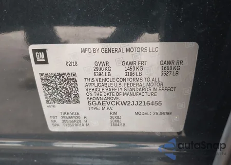 2018 Buick Enclave Avenir from USA, damaged, VIN 5GAEVCKW2JJ216455